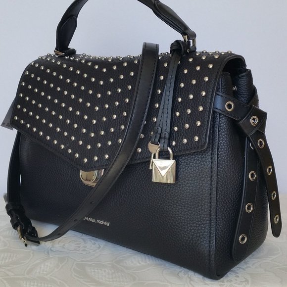 michael kors bristol studded leather satchel